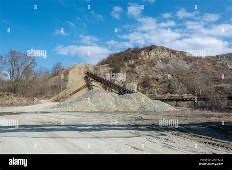 Conveyor Belt At An Old Gravel Quarry Mining And Quarrying Equipment