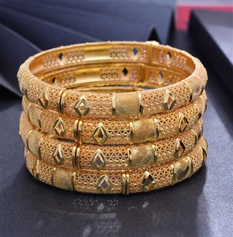 24 Real Gold Plated Dubai Bangle Jewelry Openable Bangles 2 Etsy