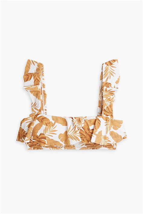 Buy Eberjey Jane Ruffled Printed Bikini Top Brown Xs Camel At Off