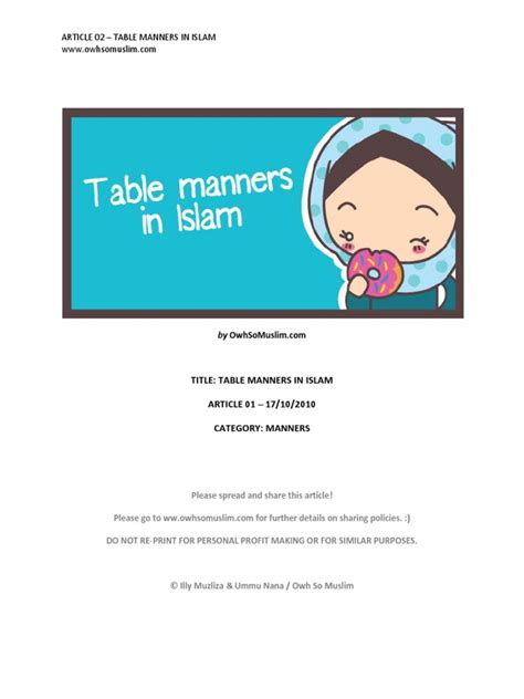 Table Manners in Islam | Hadith | Muhammad