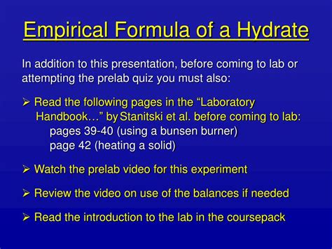 Determining the formula of a hydrate | examquiz