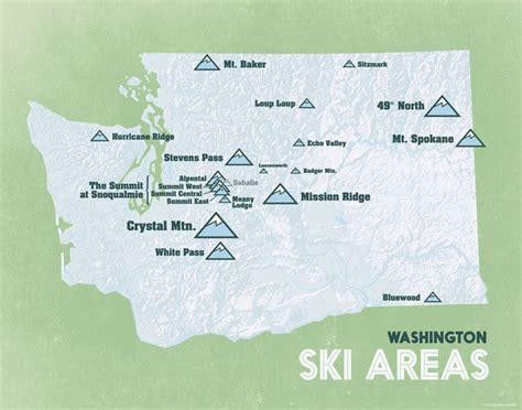 washington ski resorts map poster maps