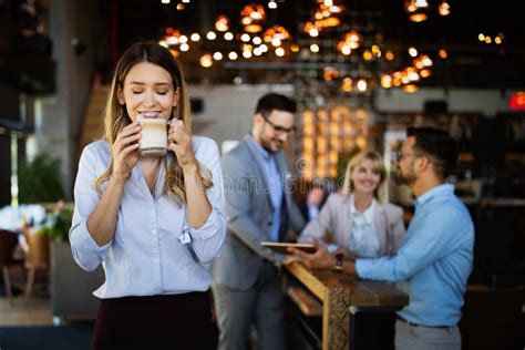 Business People Coffee Break Meeting Brainstorming Chat Happinness