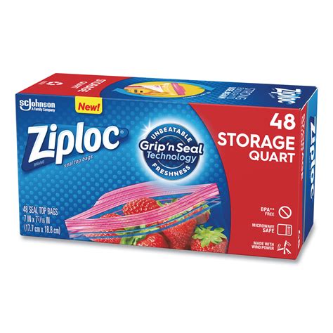 Ziploc® Double Zipper Storage Bags 1 Qt 175 Mil 963 X 85 Clear