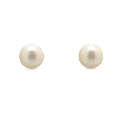 White Gold Pearl Stud Earrings Aspens Jewellers