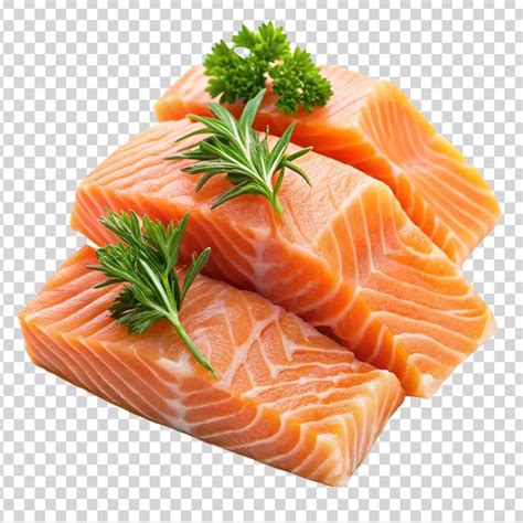 Premium Psd Salmon With Herbs On Transparent Background