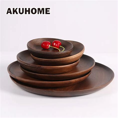 Aliexpress Buy High Quality Plates Black Walnut Wooden Tableware