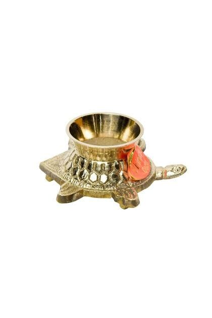 Bhimonee Decor Gold Brass Shankh Stand For Pooja Room Decor Inch