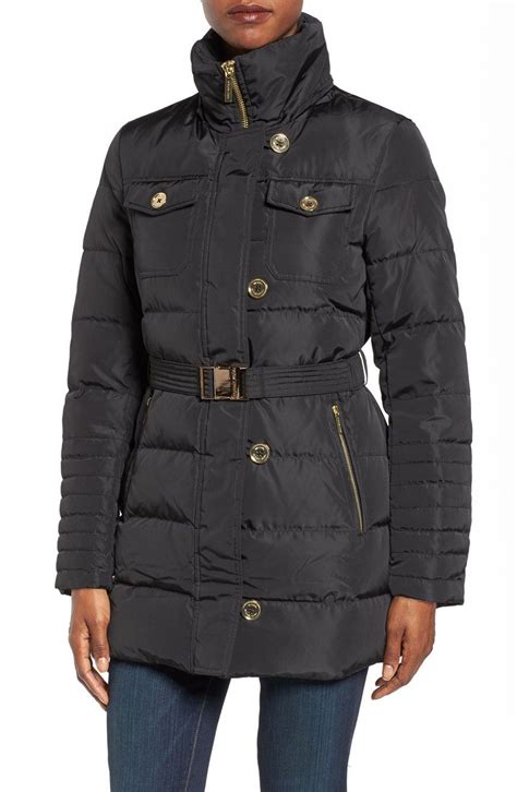 Michael Michael Kors Faux Fur Trim Belted Down And Feather Fill Coat Nordstrom Fur Trim Faux