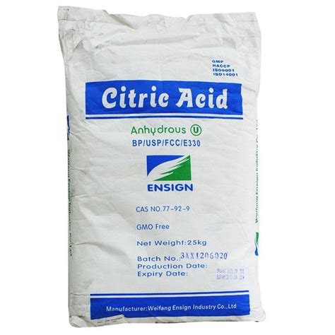 Acidic Powder Citric Acid Anhydrous Packaging Size Kg Packaging