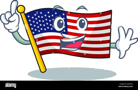 Finger American Flag Folded Above Character Tables Stock Vector Image