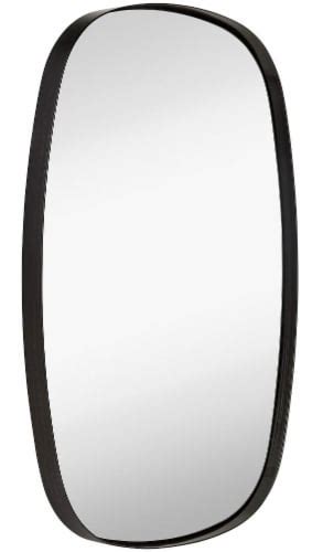 Hamilton Hills X Black Oblong Mirror Brushed Metal Framed With