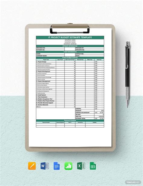 IT Project Budget Estimate Template - Download in Word, Google Docs ...