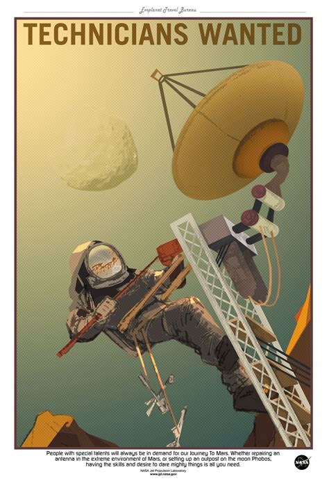 NASA Mars Series Technicians Wanted 13 X19 Poster Retro Poster