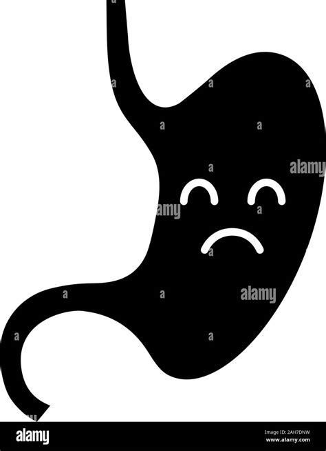 Sad Stomach Glyph Icon Unhealthy Digestive System Gastrointestinal