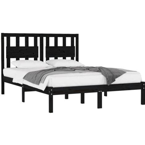 Estructura De Cama Madera Maciza Pino Negra Doble 120x190 Cm