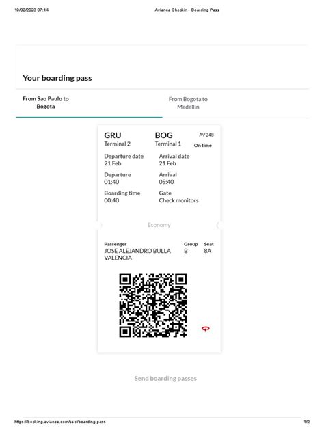 Avianca Checkin - Boarding Pass | PDF