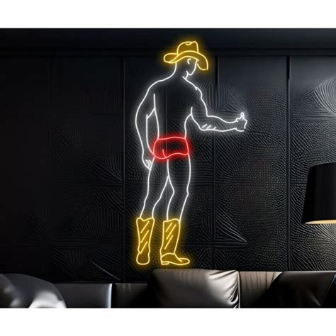 Sexy Body Gay Man Cowboy Hat Led Sign Howdy Gay Man Neon Light Christmas Decor