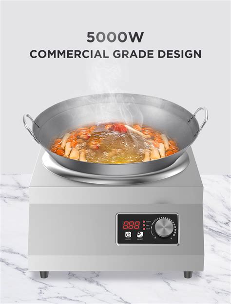 5000w Stainless Steel Single Burner Commercial Concave Induction Cooker Countertop Electric