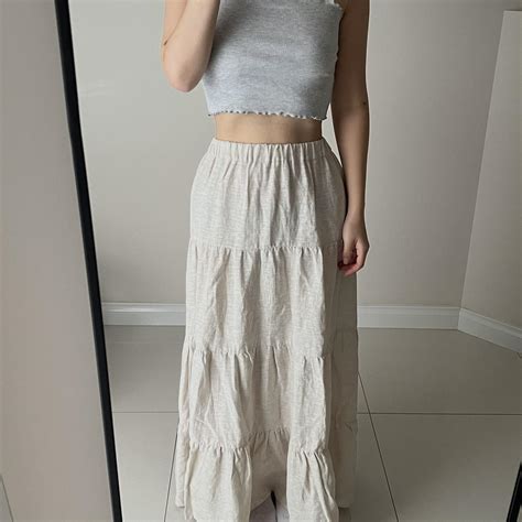 Glassons Linen Midi Tiered Skirt Ecru Never Worn Depop