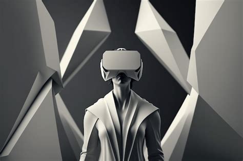 Premium Ai Image Woman In White Clothes Wearing Virtual Reality Vr