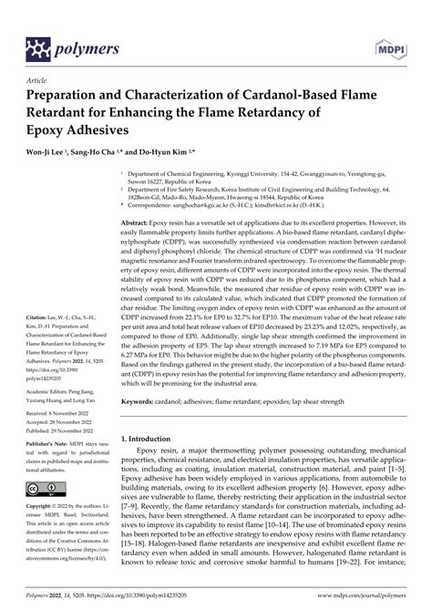 Pdf Preparation And Characterization Of Cardanol Based Flame