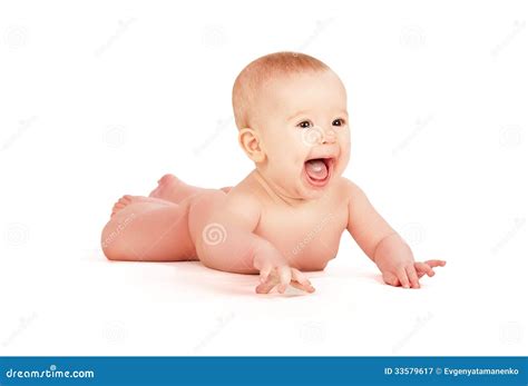 Happy Naked Baby Isolated Royalty Free Stock Photography Image 33579617