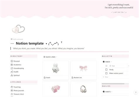 Pink Notion Template And Ultimate Life Planner Coquette Etsy