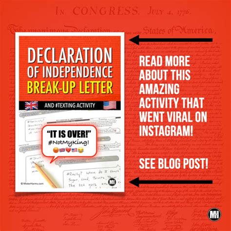 Declaration Of Independence Break Up Letter Worksheet Answers