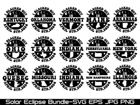 Solar Eclipse Svg Bundle Eclipse Svg Blacked Out In Usa April