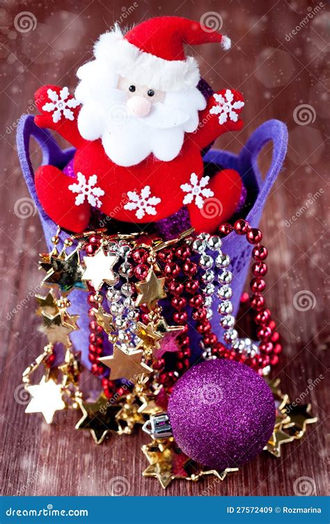 Santa Claus and Christmas Decorations Stock Image - Image of detail ...