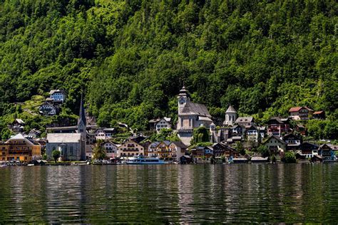 Hallstatt, view from the lake, Austria