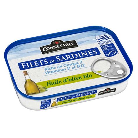 Filets De Sardines Huile D Olive Vierge Extra Bio Msc Connetable G