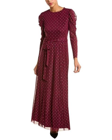 Anne Klein Puff Sleeve Maxi Dress In Red Lyst