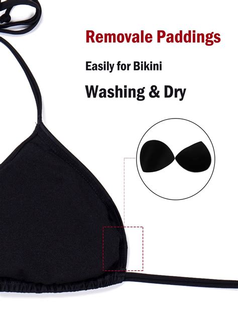 Women Triangle Bikini Top Push Up Padded V Neck Lace Up Basic Swimsuit Top Bl EBay