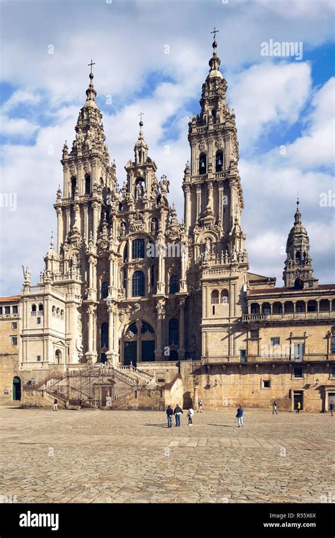 Santiago De Compostela Cathedral With The New Restored Facade From