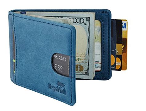 Buy NapaWalli RFID Blocking Bifold Slim Genuine Leather Thin Minimalist ...