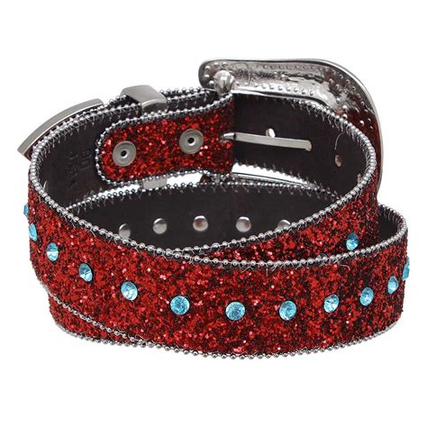 Cinto Feminino De Couro Gliter Vermelho Pyramid Country