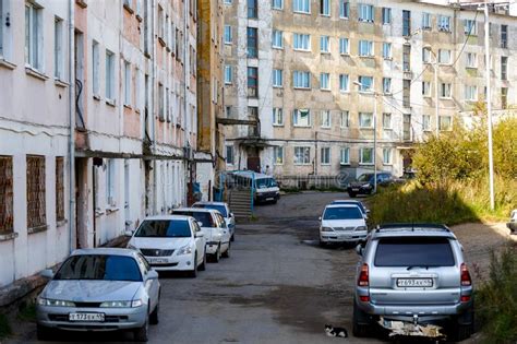 Autumn 2016 Magadan Russia Residential Buildings In The Central