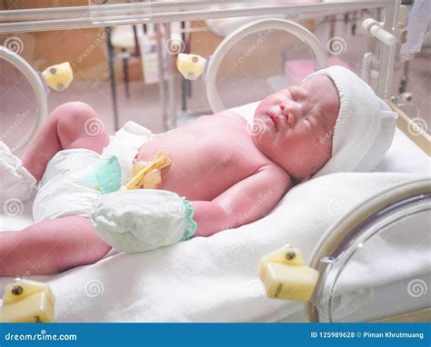 New Born Baby In The Hospital Incubator Stock Photo Image Of