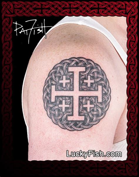 Jerusalem Cross Tattoo with Celtic Design — LuckyFish, Inc. and Tattoo ...