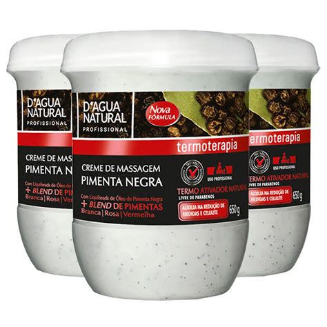 Kit Cremes De Massagem Pimenta Negra Termo Ativo G Dagua Natural