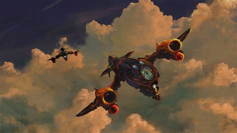 Artwork Concept Art Fantasy Art Spaceship Clouds Flying Wallpapers