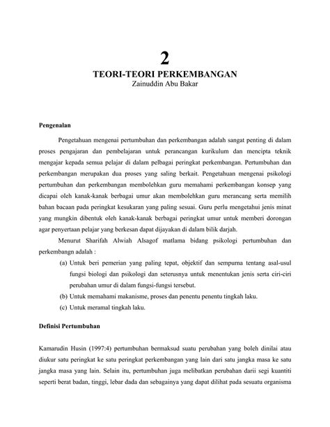 Teori Teori Perkembangan Pdf