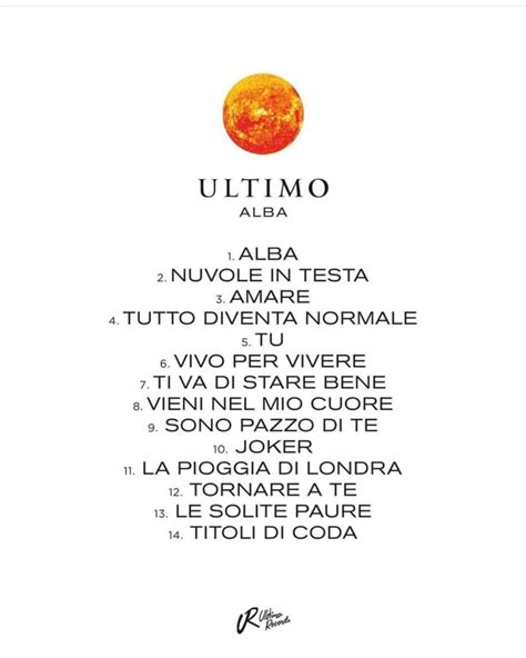 Ultimo Svelata La Tracklist Del Nuovo Album Alba Imusicfun