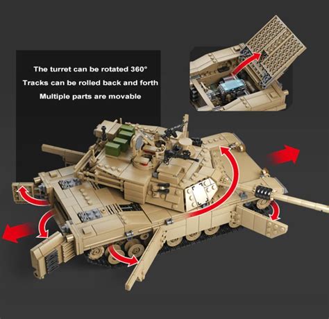 2 In 1 Abrams Panzer Hummer Kettenfahrzeug Klemmbaustein MOC Set 1463