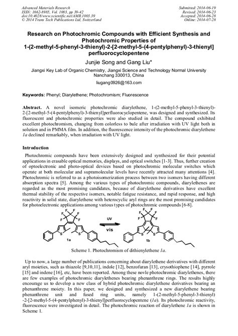 Research On Photochromic Compounds With Efficient Synthesis And