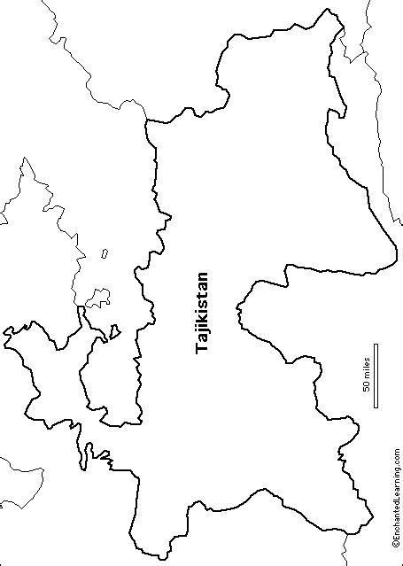 Outline Map Tajikistan - EnchantedLearning.com