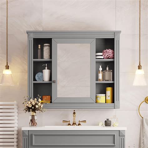 Merax 36 Inch Bathroom Mirror Cabinet,Modern Mirror Cabinet for Small ...