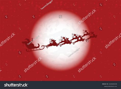 Santa Flying Through Night Sky Under